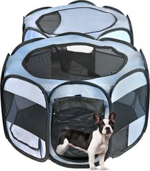 EighteenTek 2 Room Portable Pop Up Dog Playpen, Grey, Large