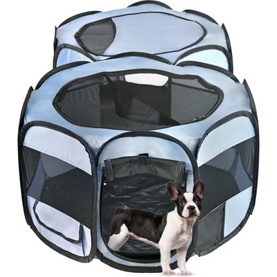 EighteenTek EighteenTek 2 Room Portable Pop Up Dog Playpen, Grey, Large