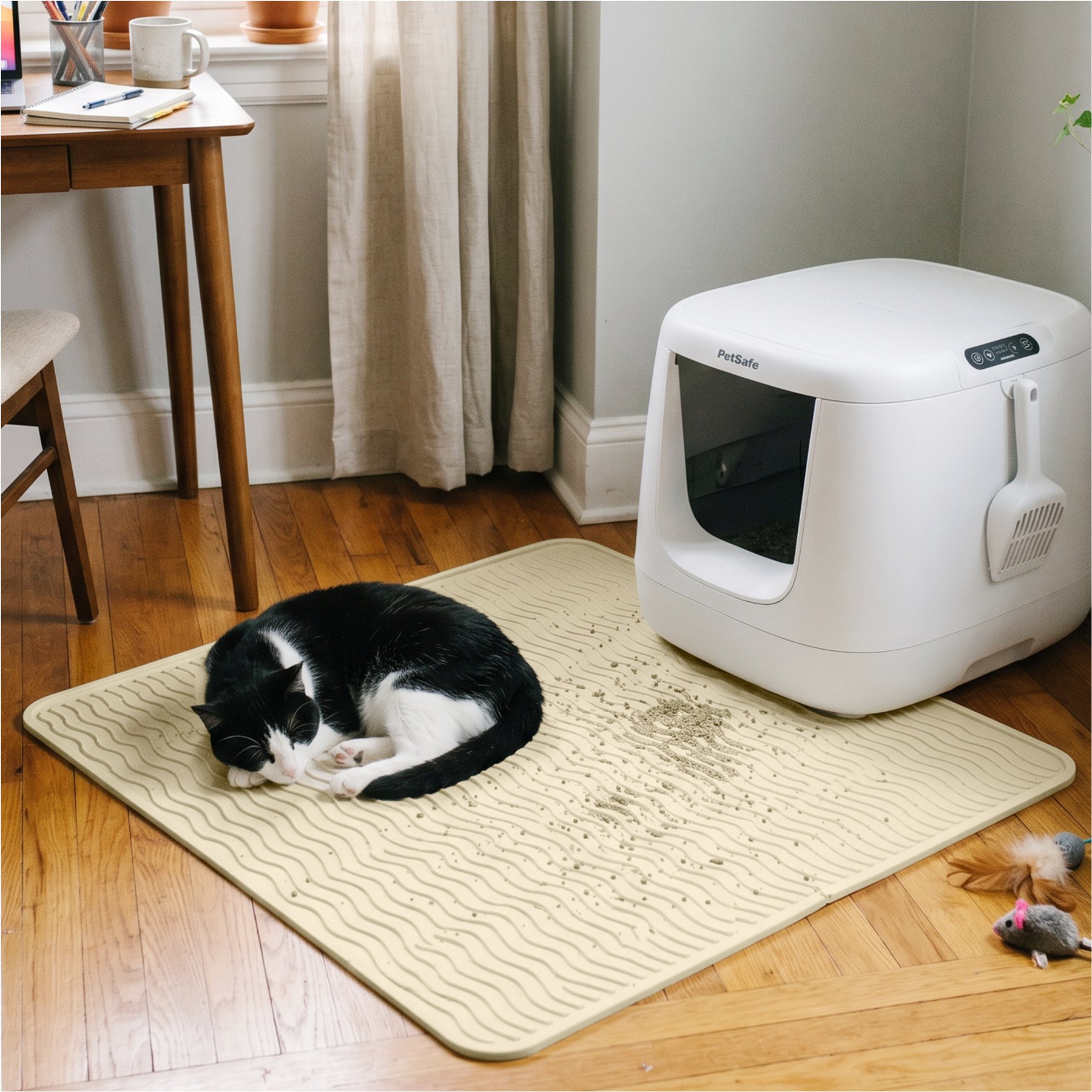 furrybaby Silicone Wave Pattern Cat Litter Mat, 17.7 x 15.7-in, Yellow
