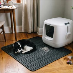 furrybaby Silicone Wave Pattern Cat Litter Mat, 17.7 x 15.7-in, Black