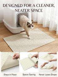 furrybaby Silicone Minimalist Lined Design Cat Litter Mat, 19.7 x 27.6-in, White slide 2 of 9