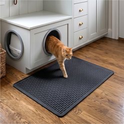 furrybaby Silicone Dash Pattern Cat Litter Mat, Black, 28 x 19.7-in