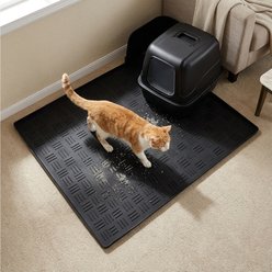 furrybaby Silicone Diamond Textured Waterproof & Non-Slip Cat Litter Mat, Black, 19.7 x 23.6-in