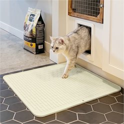 furrybaby Silicone Minimalist Lined Design Cat Litter Mat, 19.7 x 27.6-in, White