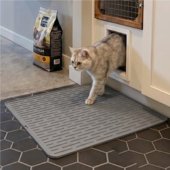 furrybaby Silicone Minimalist Lined Design Cat Litter Mat, 19.7 x 27.6-in, Grey