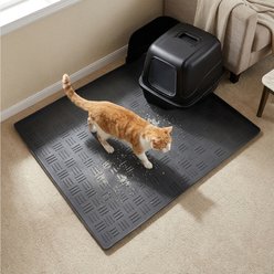 furrybaby Silicone Diamond Textured Waterproof & Non-Slip Cat Litter Mat, Grey, 19.7 x 23.6-in