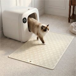 furrybaby Silicone Geometric Maze Pattern Waterproof & Non-Slip Cat Litter Mat, 19.7 x 27.6-in, White