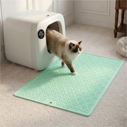 furrybaby Silicone Geometric Maze Pattern Waterproof & Non-Slip Cat Litter Mat, 19.7 x 27.6-in, Green