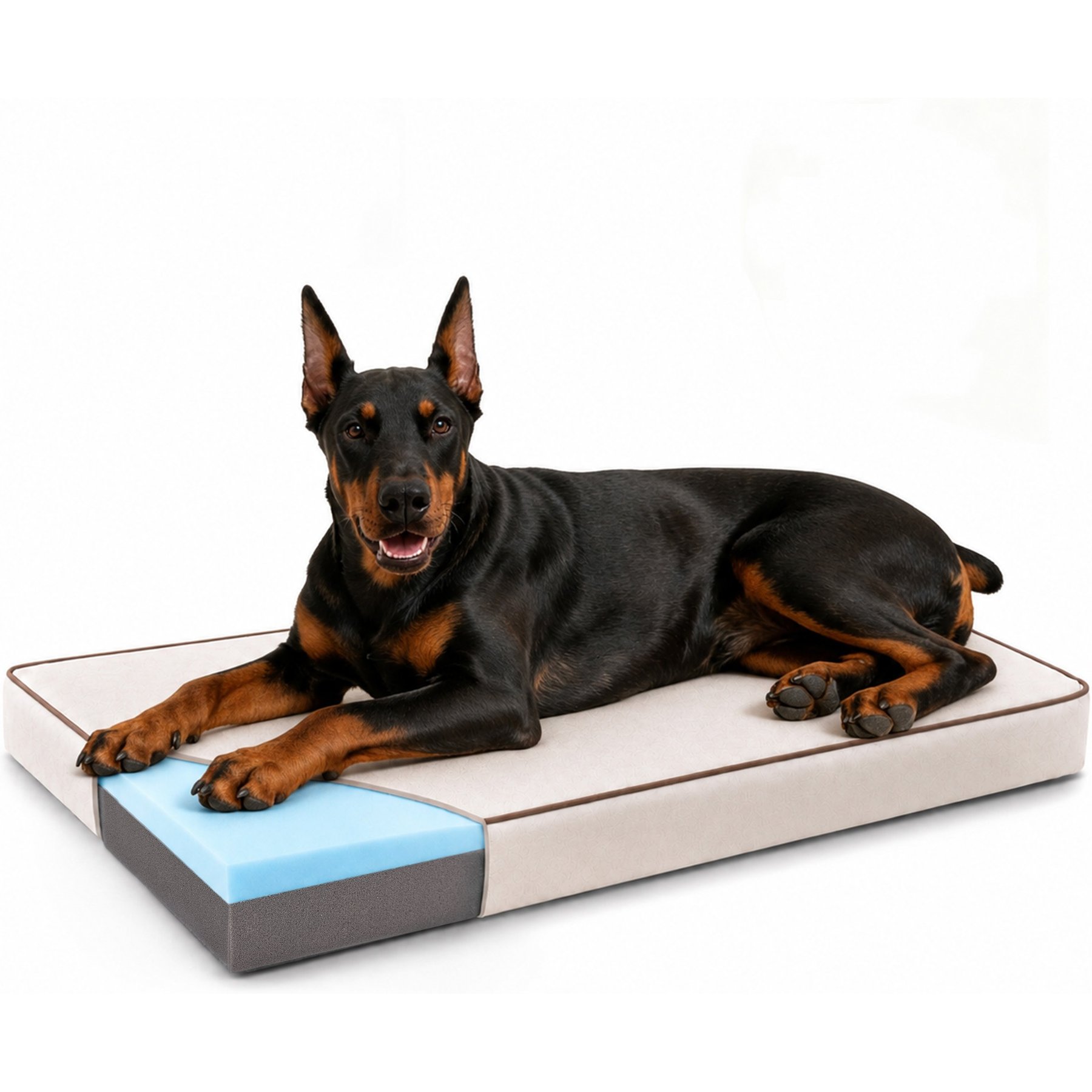 LFC PETS Orthopedic Memory Foam Dog Bed with Removable Cover, Khaki, XX-Large