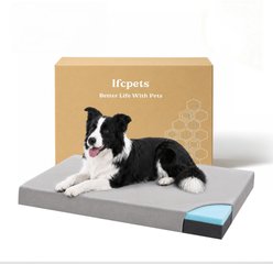 LFC PETS Orthopedic Memory Foam Dog Bed with Removable Cover, Grey, Large
