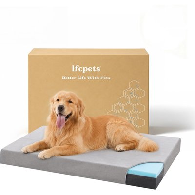 LFC PETS LFC PETS Orthopedic Memory Foam Dog Bed with Removable Cover, Grey, X-Large