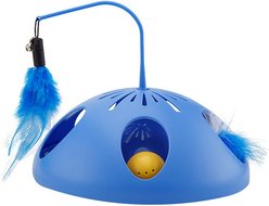 Kseroo Automatic Battery Operated Cat Toy with Fluttering Feather & Track Balls, Blue