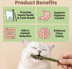 Kseroo Natural Silvervine Catnip Chew Sticks Dental Teething Cat Toy, Brown, 6 count slide 2 of 5
