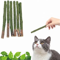 Kseroo Natural Silvervine Catnip Chew Sticks Dental Teething Cat Toy, Brown, 6 count