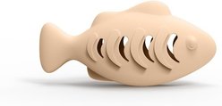Kseroo Silicone Fish Treat Dispenser Puzzle Cat Toy with Catnip Compartment, Beige