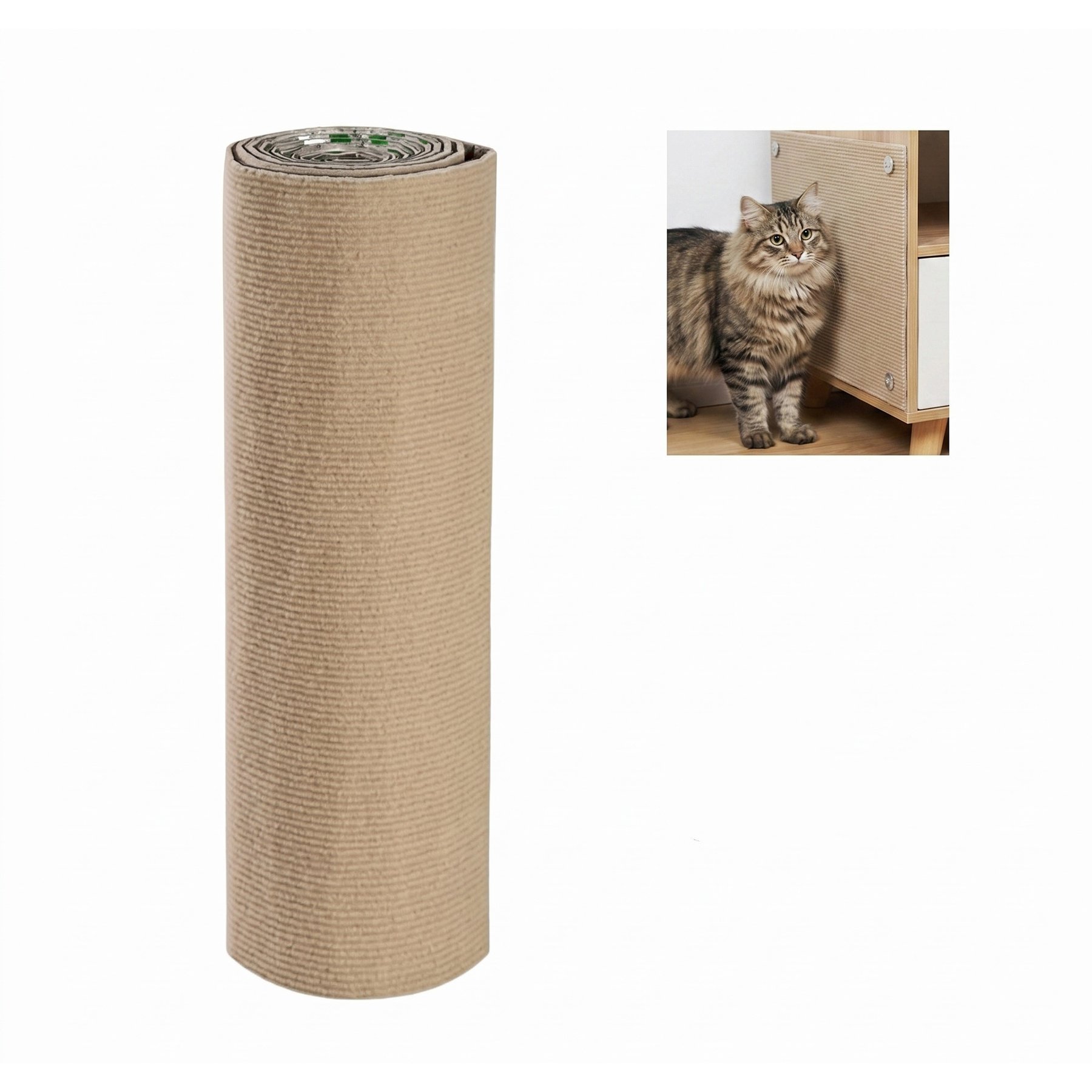 Kseroo Trimmable Self‑Adhesive Carpet & Replacement Cat Scratcher Pad, Grey, 40 x 12-in