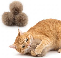 Kseroo Washable Faux Rabbit Fur Catnip Ball Cat Toy, Brown, 3 count