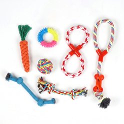 Kseroo Squeaky Cotton Rope Puppy Teething Chew Dog Toy, 7 count