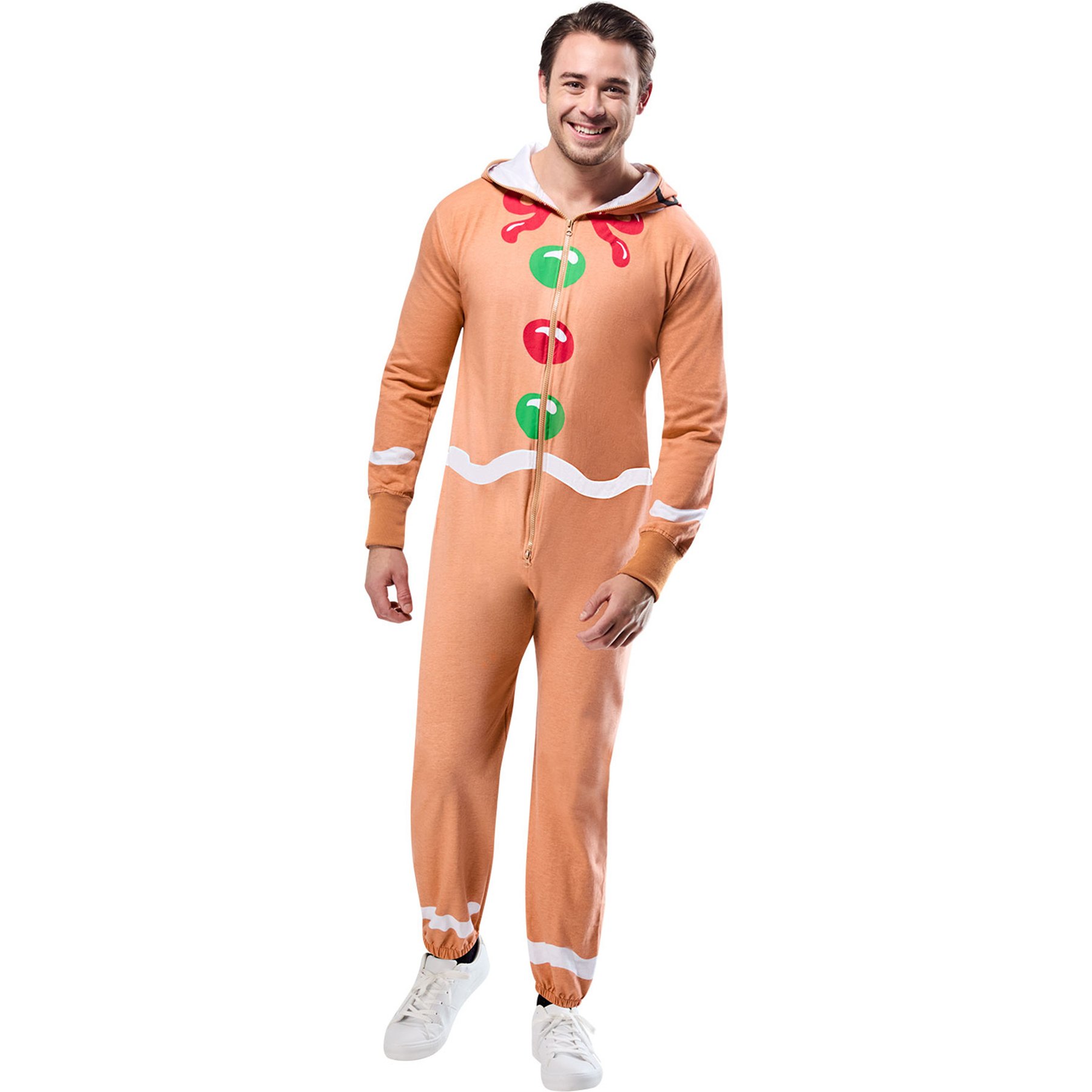 Rubie's Gingerbread Man Hooded Zipster Adult Costume, Tan, Medium