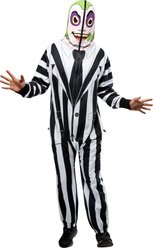 Rubie's Costume Company Beetlejuice Hooded Zipster Adult Costume, Black/White, Large