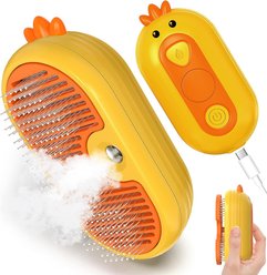 Pawward Chick-Shaped Self-Cleaning Mist Spray Slicker Dog & Cat Brush, Yellow