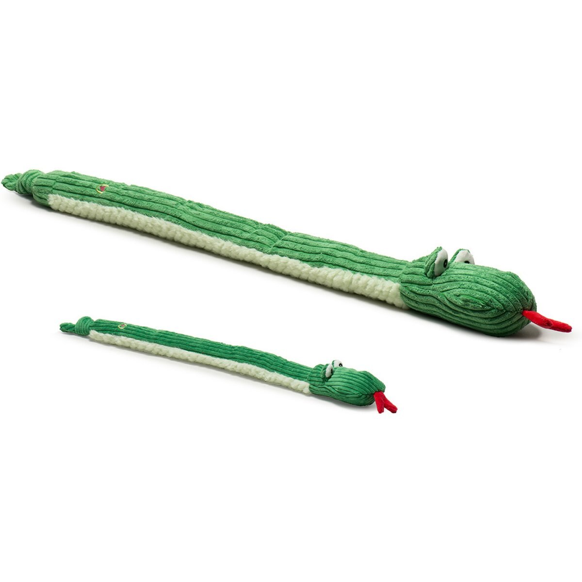 HuggleHounds Sir Squeaks-a-Lot Snake Knottie Squeaky Plush Dog Toy, Green, Large
