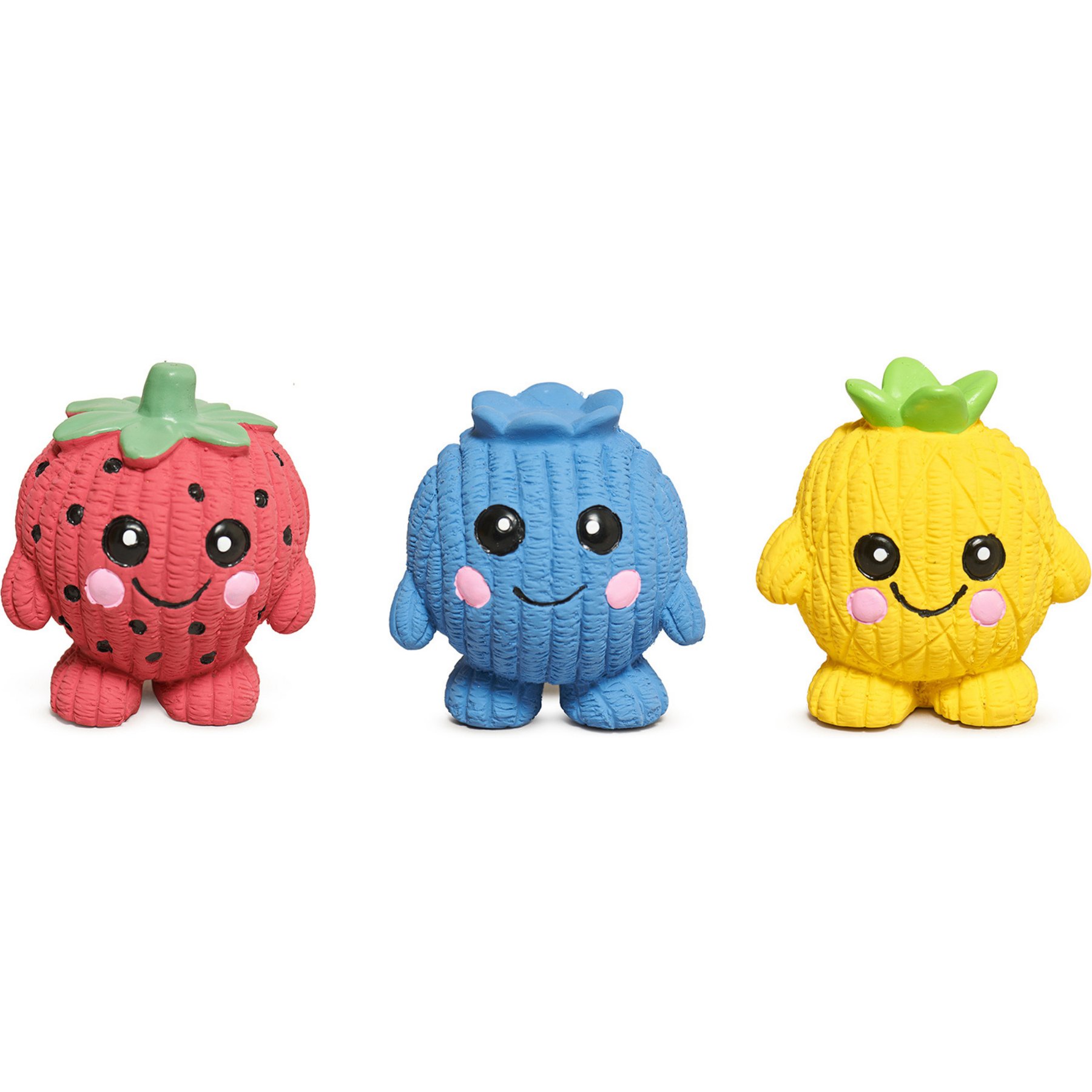 HuggleHounds Ruff-Tex Foodies, Fruitie Cuties Squeaky Variety-Pack Dog Toy, Multicolor, Small, 3 count