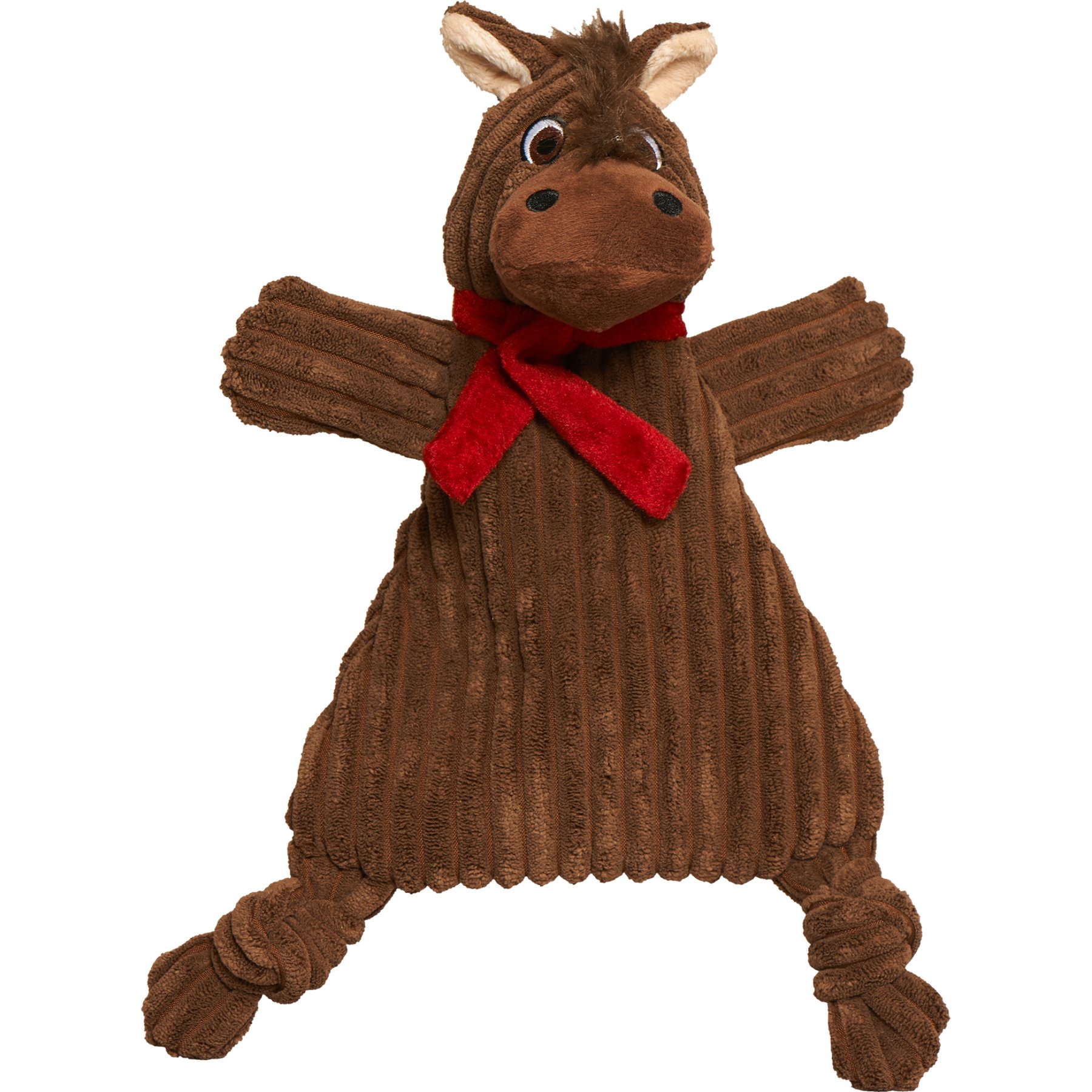 HuggleHounds Huggleflatties Barley Horse Squeaky Plush Dog Toy, Brown, Large