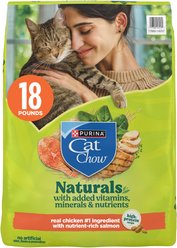 Purina Cat Chow Naturals Original No Artificial Flavors or Preservatives Added Vitamins, Minerals & Nutrients Real Chicken Dry Cat Food, 18-lb bag