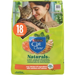 Purina Cat Chow Naturals Original No Artificial Flavors or Preservatives Added Vitamins, Minerals & Nutrients Real Chicken Dry Cat Food, 18-lb bag