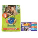 Purina Friskies Seafood & Chicken Pate Favorites Variety Pack Wet Food + Cat Chow Naturals Original Dry Cat Food