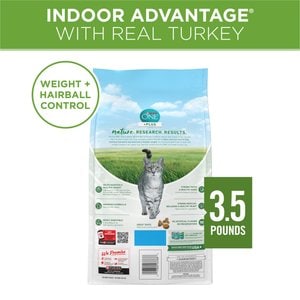 Purina ONE +Plus Indoor Advantage Adult Natural, Low Fat, Weight Control, Indoor Real Turkey Dry Cat Food, 3.5-lb bag