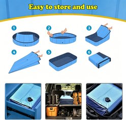 WEVONIGU Heavy-Duty Hard Plastic Non-Slip Dog Pool with Sprinkler, Blue, Large slide 2 of 6