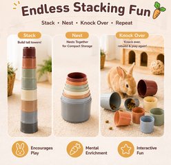 FurriHop Colorful Stacking Cups Foraging Training Games & Puzzles Rabbit Toy, 8 count slide 2 of 5