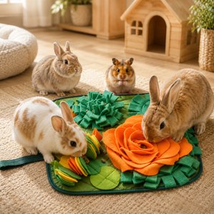 FurriHop Snuffle Foraging Mat Games & Puzzles Rabbit Toy, 17.7-in