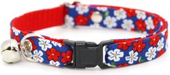 Made By Cleo Red White & Bloom Cat Collar, 8 to 13-in neck