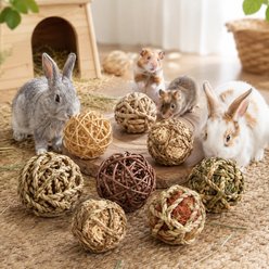 FurriHop Assorted Natural Chew Grass Ball Rabbit Toy, 8 count