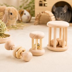 FurriHop Wooden Teeth Grinding Rabbit Toy, Brown, 3 count
