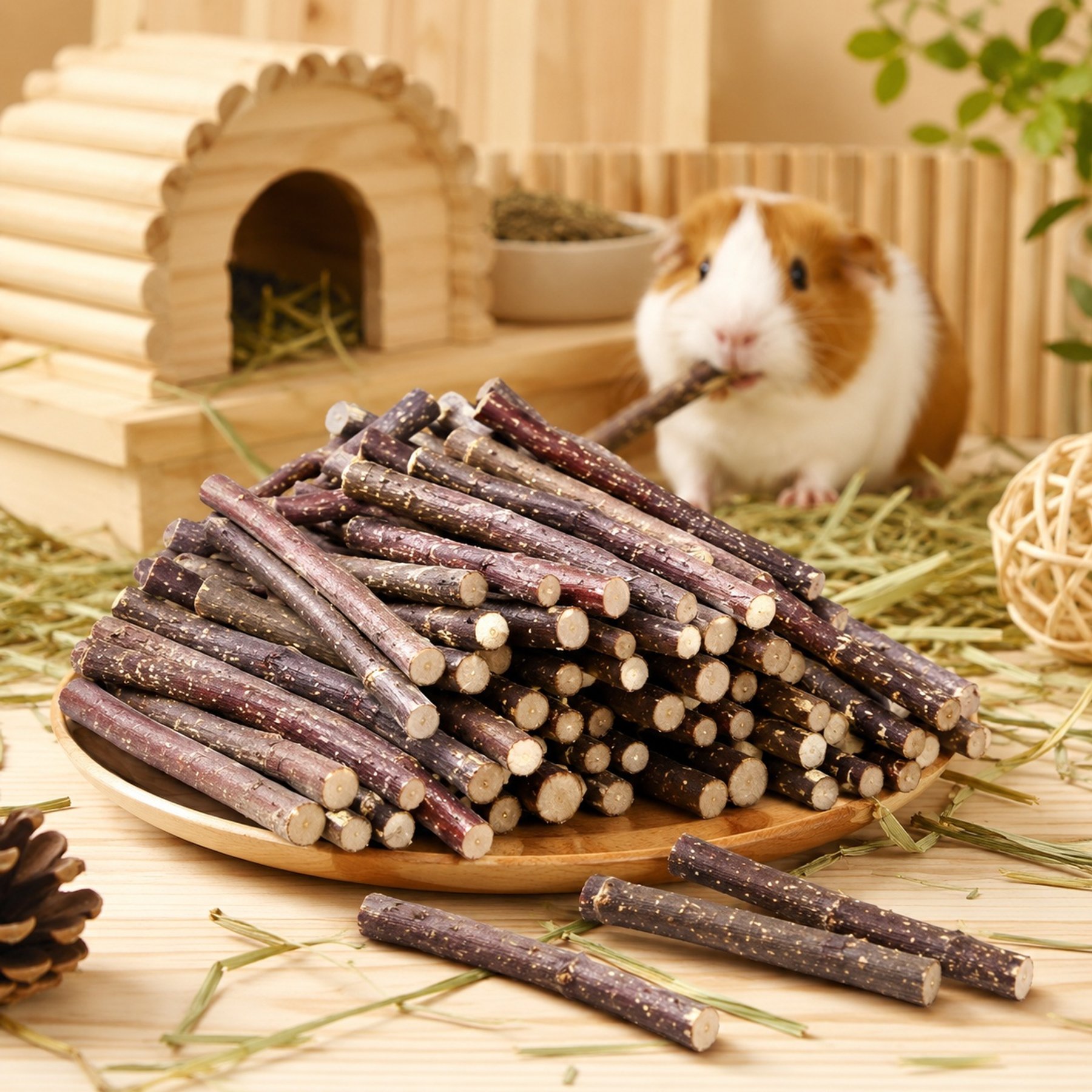 FurriHop Apple Chew Sticks Teethning Hamster Toy, 50 count
