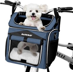 BARKBAY 2 Open Doors, 5 Reflective Tapes Expandable Soft-Sided Backpack Basket Foldable Front Dog & Cat Carrier, One Size, Blue