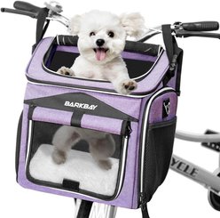 BARKBAY 2 Open Doors, 5 Reflective Tapes Expandable Soft-Sided Backpack Basket Foldable Front Dog & Cat Carrier, One Size, Purple