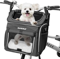 BARKBAY 2 Open Doors, 5 Reflective Tapes Expandable Soft-Sided Backpack Basket Foldable Front Dog & Cat Carrier, One Size, Black