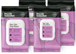 Pet Life Unlimited Ear & Eye Hypoallergenic Dog Wipes, 30 count, case of 4