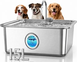 Casfuy ZT-60 Extra-Large Quiet Stainless Steel Dog Water Fountain, 4-gal