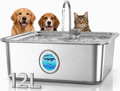 Casfuy ZT-50 Large Stainless Steel with Dry Burn Protection Pump Dog Water Fountain, 3.2-gal