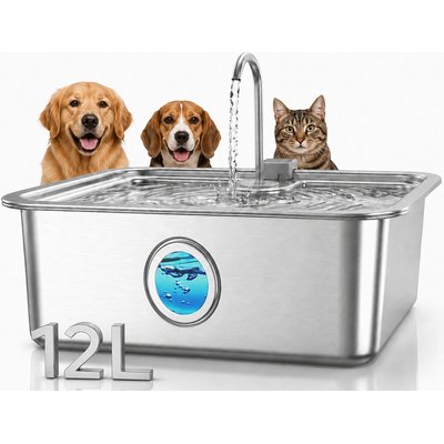 Casfuy Casfuy ZT-50 Large Stainless Steel with Dry Burn Protection Pump Dog Water Fountain, 3.2-gal