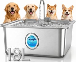 Casfuy ZT-80 Ultra-Large Quiet Stainless Steel Dog Water Fountain, 4.75-gal
