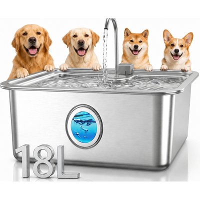 Casfuy Casfuy ZT-80 Ultra-Large Quiet Stainless Steel Dog Water Fountain, 4.75-gal