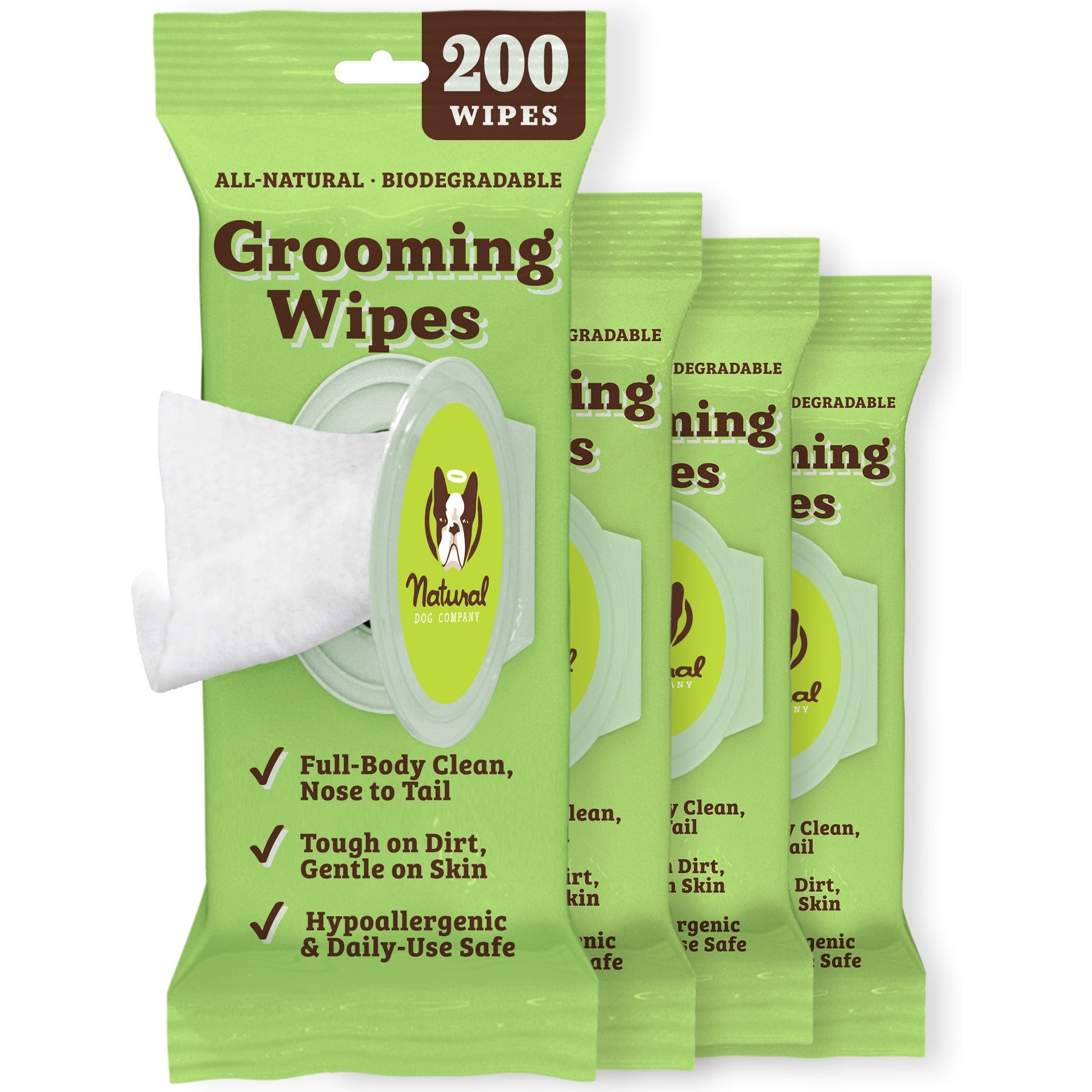 Natural Dog Company Grooming Dog Wipes, 200 Count