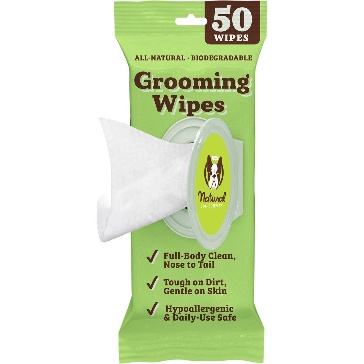 Natural Dog Company Grooming Dog Wipes, 50 count
